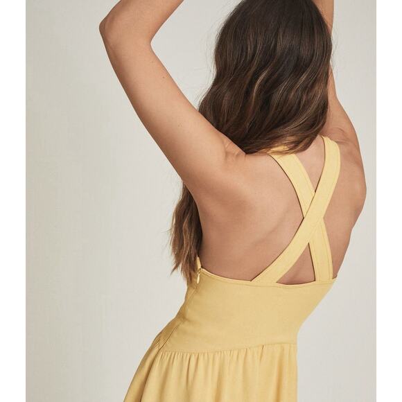 NWT Reiss Orla Mustard Yellow Criss Cross Halter Midi Dress US 2 - Picture 4 of 10